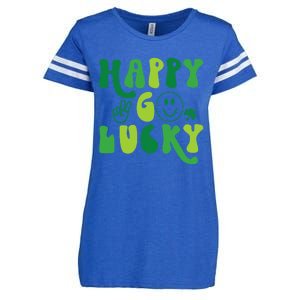 Happy Go Lucky St Patricks Day Smile Lucky Clover Shamrock Meaningful Gift Enza Ladies Jersey Football T-Shirt