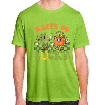 Happy Go Lucky St Patrick's Day Retro Groovy Shamrock Irish Great Gift Adult ChromaSoft Performance T-Shirt