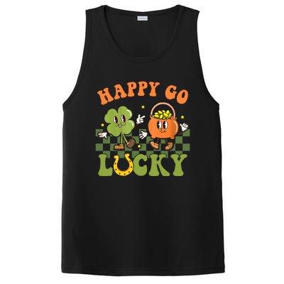 Happy Go Lucky St Patrick's Day Retro Groovy Shamrock Irish Great Gift PosiCharge Competitor Tank