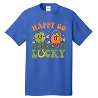 Happy Go Lucky St Patrick's Day Retro Groovy Shamrock Irish Great Gift Tall T-Shirt