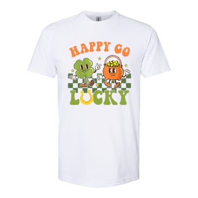 Happy Go Lucky St Patrick's Day Retro Groovy Shamrock Irish Great Gift Softstyle CVC T-Shirt