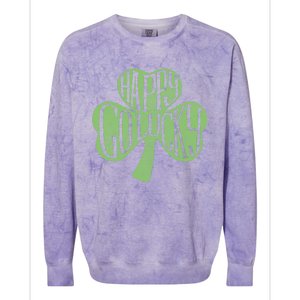 Happy Go Lucky Stylish Text Inside Clover St Patrick's Day Gift Colorblast Crewneck Sweatshirt