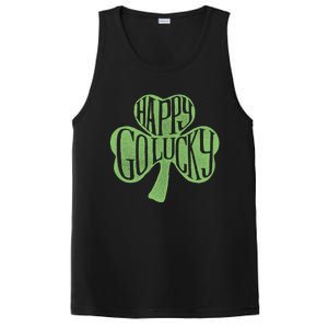 Happy Go Lucky Stylish Text Inside Clover St Patrick's Day Gift PosiCharge Competitor Tank