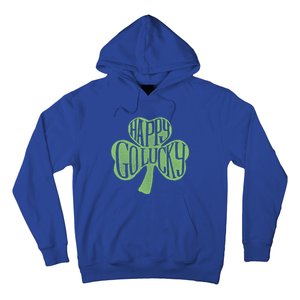 Happy Go Lucky Stylish Text Inside Clover St Patrick's Day Gift Hoodie