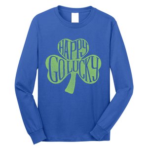 Happy Go Lucky Stylish Text Inside Clover St Patrick's Day Gift Long Sleeve Shirt