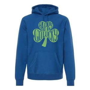 Happy Go Lucky Stylish Text Inside Clover St Patrick's Day Gift Premium Hoodie