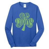 Happy Go Lucky Stylish Text Inside Clover St Patrick's Day Gift Tall Long Sleeve T-Shirt