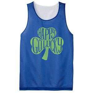 Happy Go Lucky Stylish Text Inside Clover St Patrick's Day Gift Mesh Reversible Basketball Jersey Tank