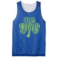 Happy Go Lucky Stylish Text Inside Clover St Patrick's Day Gift Mesh Reversible Basketball Jersey Tank