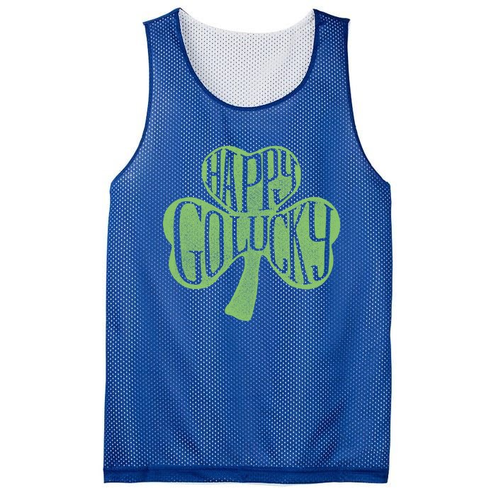 Happy Go Lucky Stylish Text Inside Clover St Patrick's Day Gift Mesh Reversible Basketball Jersey Tank