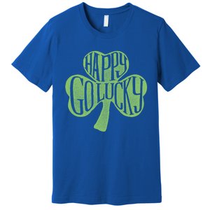 Happy Go Lucky Stylish Text Inside Clover St Patrick's Day Gift Premium T-Shirt