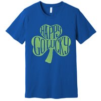 Happy Go Lucky Stylish Text Inside Clover St Patrick's Day Gift Premium T-Shirt