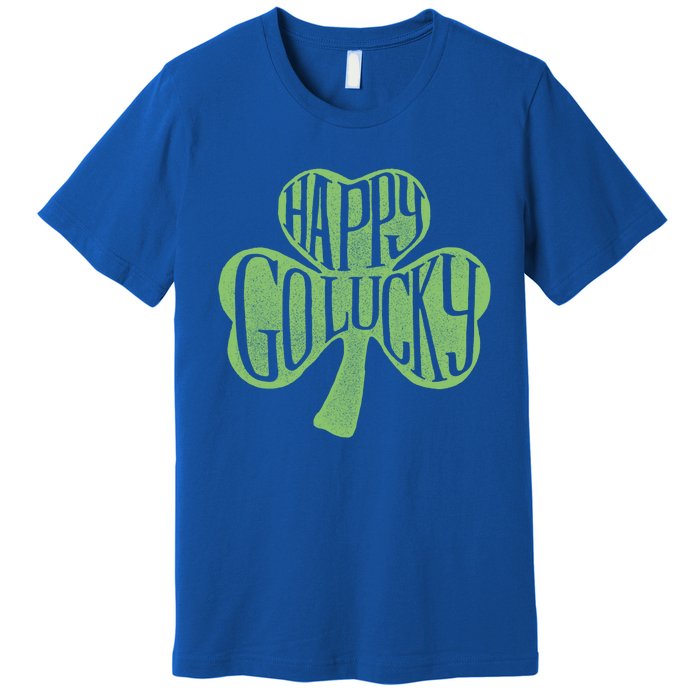 Happy Go Lucky Stylish Text Inside Clover St Patrick's Day Gift Premium T-Shirt