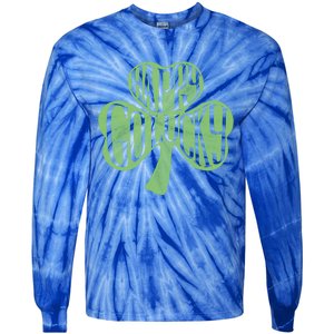 Happy Go Lucky Stylish Text Inside Clover St Patrick's Day Gift Tie-Dye Long Sleeve Shirt