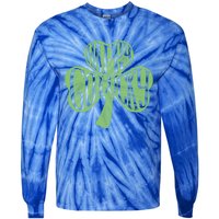 Happy Go Lucky Stylish Text Inside Clover St Patrick's Day Gift Tie-Dye Long Sleeve Shirt