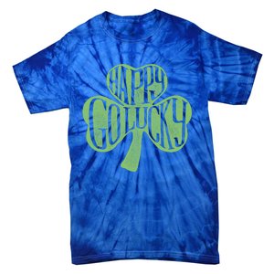 Happy Go Lucky Stylish Text Inside Clover St Patrick's Day Gift Tie-Dye T-Shirt