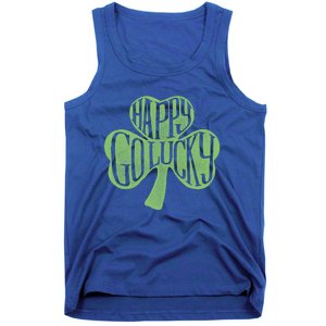 Happy Go Lucky Stylish Text Inside Clover St Patrick's Day Gift Tank Top