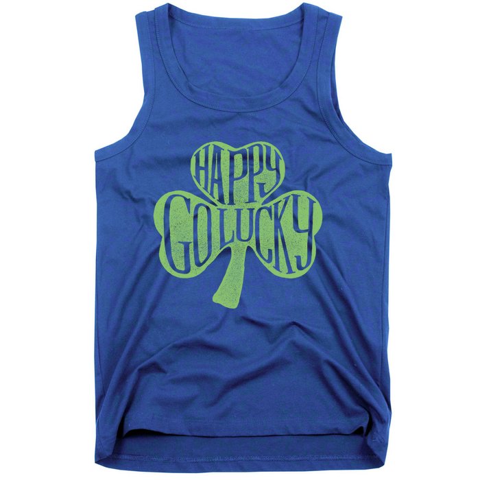 Happy Go Lucky Stylish Text Inside Clover St Patrick's Day Gift Tank Top