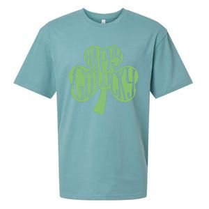 Happy Go Lucky Stylish Text Inside Clover St Patrick's Day Gift Sueded Cloud Jersey T-Shirt