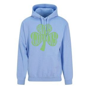 Happy Go Lucky Stylish Text Inside Clover St Patrick's Day Gift Unisex Surf Hoodie