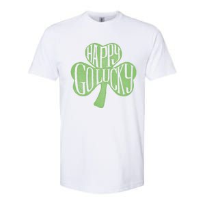 Happy Go Lucky Stylish Text Inside Clover St Patrick's Day Gift Softstyle CVC T-Shirt