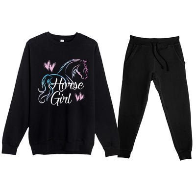 HORSE GIRL Love Horses Riding Rider Women Gift Premium Crewneck Sweatsuit Set