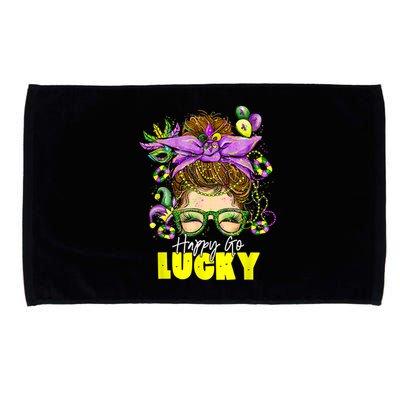 Happy Go Lucky Messy Bun Shamrock St Patrick's Day Microfiber Hand Towel