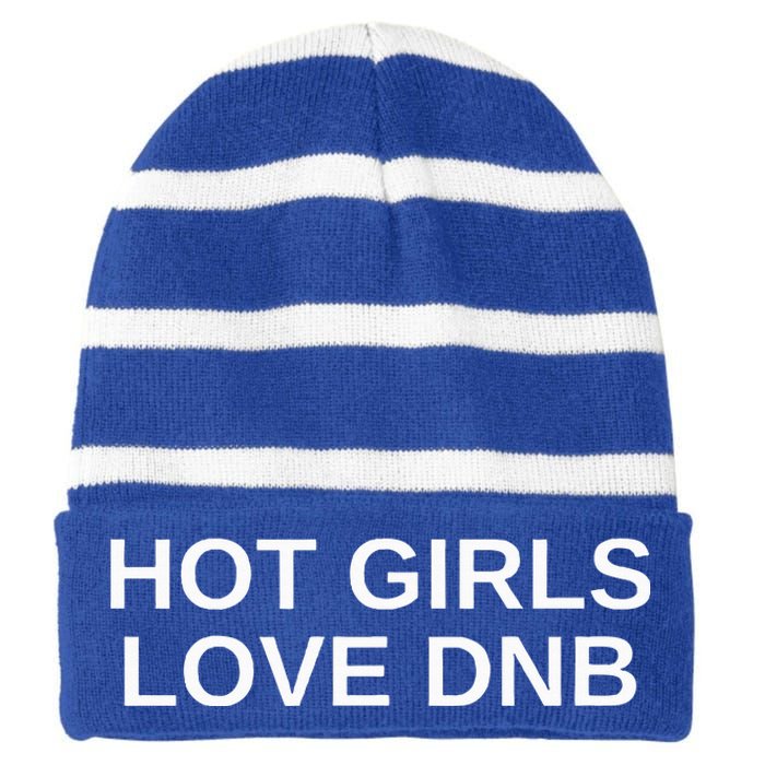 Hot Girl Love Dnb Rave Techno Dj Drum And Bass Striped Beanie with Solid Band