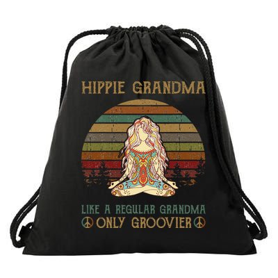 Hippie Grandma Like A Regular Grandma Vintage Drawstring Bag