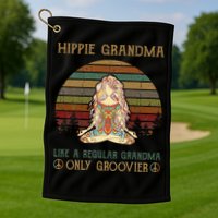 Hippie Grandma Like A Regular Grandma Vintage Golf Towel