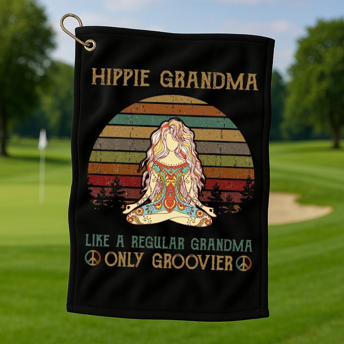 Hippie Grandma Like A Regular Grandma Vintage Golf Towel