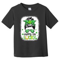 Happy Go Lucky Messy Bun Women Shamrock St Patrick's Day Toddler T-Shirt