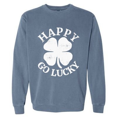 HAPPY GO LUCKY St. Patrick's Day Boy Girl Garment-Dyed Sweatshirt