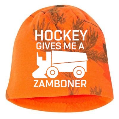 Hockey Gives Me A Zamboner Funny Hockey Kati - Camo Knit Beanie