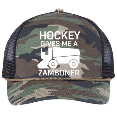 Hockey Gives Me A Zamboner Funny Hockey Retro Rope Trucker Hat Cap