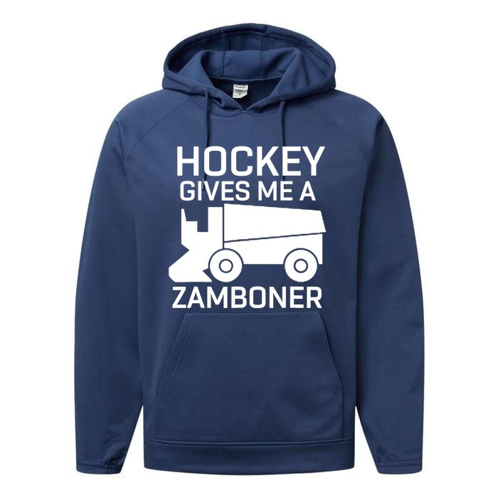 Hockey Gives Me A Zamboner Funny Hockey Performance Fleece Hoodie