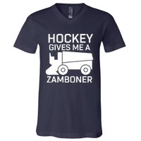 Hockey Gives Me A Zamboner Funny Hockey V-Neck T-Shirt