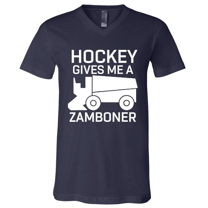 Hockey Gives Me A Zamboner Funny Hockey V-Neck T-Shirt