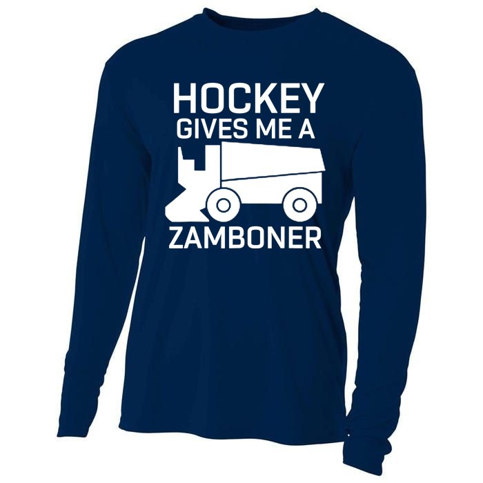 Hockey Gives Me A Zamboner Funny Hockey Cooling Performance Long Sleeve Crew