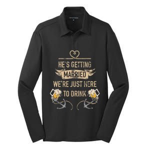 Hes Getting Married Funny Groomsmen Bachelor Party Silk Touch Performance Long Sleeve Polo