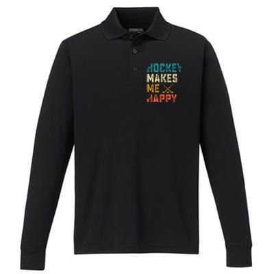 Hockey Gives Me A Zamboner Funny Hockey Performance Long Sleeve Polo