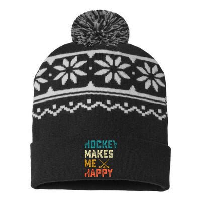 Hockey Gives Me A Zamboner Funny Hockey USA-Made Snowflake Beanie