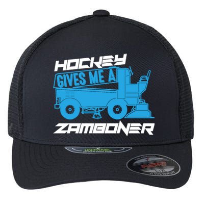 Hockey Gives Me A Zamboner Funny Hockey Fan Flexfit Unipanel Trucker Cap