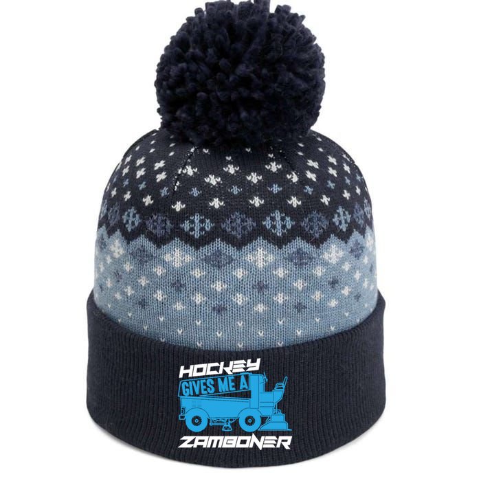 Hockey Gives Me A Zamboner Funny Hockey Fan The Baniff Cuffed Pom Beanie