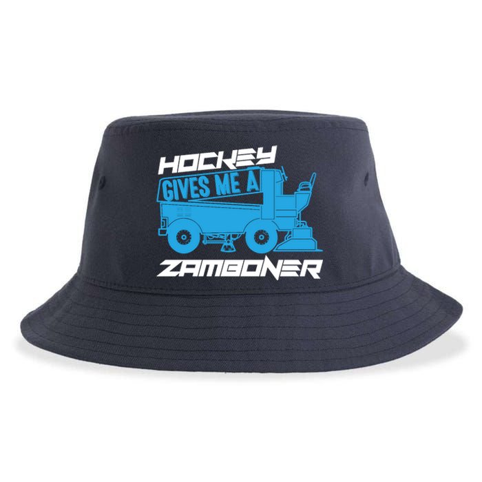 Hockey Gives Me A Zamboner Funny Hockey Fan Sustainable Bucket Hat