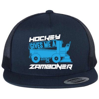 Hockey Gives Me A Zamboner Funny Hockey Fan Flat Bill Trucker Hat