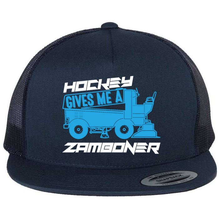 Hockey Gives Me A Zamboner Funny Hockey Fan Flat Bill Trucker Hat