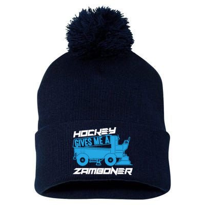 Hockey Gives Me A Zamboner Funny Hockey Fan Pom Pom 12in Knit Beanie