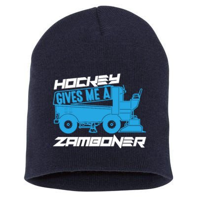 Hockey Gives Me A Zamboner Funny Hockey Fan Short Acrylic Beanie