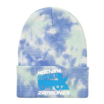 Hockey Gives Me A Zamboner Funny Hockey Fan Tie Dye 12in Knit Beanie